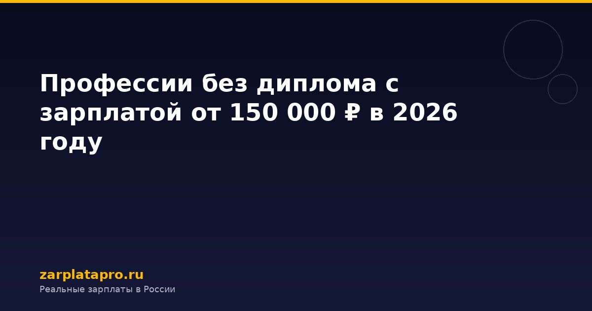 Профессии без диплома с зарплатой от 150 000 ₽ в 2026 году