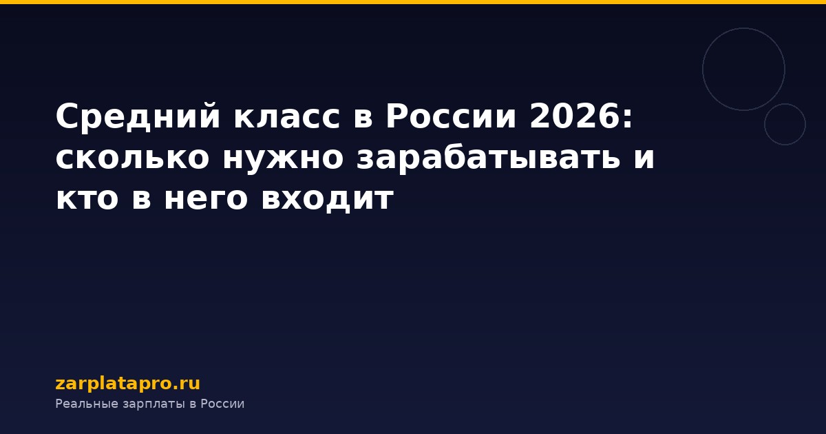 Средний класс в России 2026: сколько нужно зарабатывать и кто в него входит