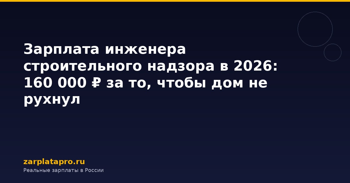 Зарплата инженера строительного надзора в 2026: 160 000 ₽ за то, чтобы дом не рухнул