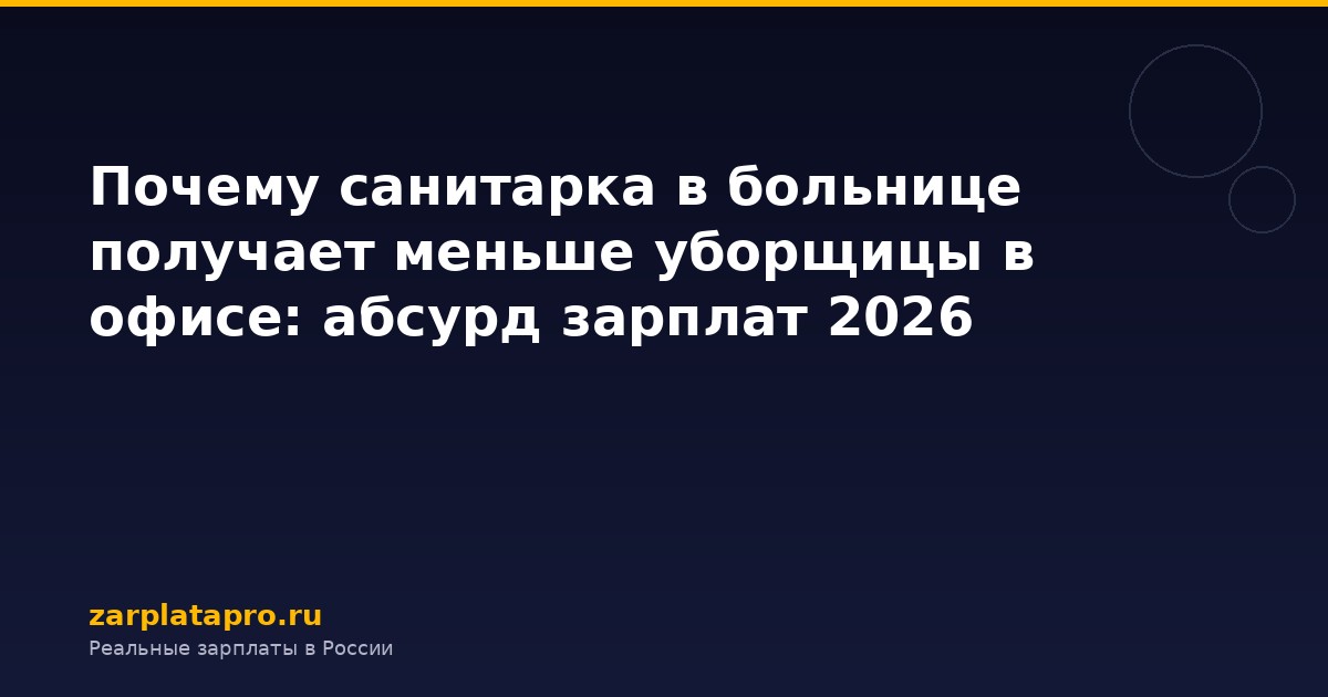 Почему санитарка в больнице получает меньше уборщицы в офисе: абсурд зарплат 2026