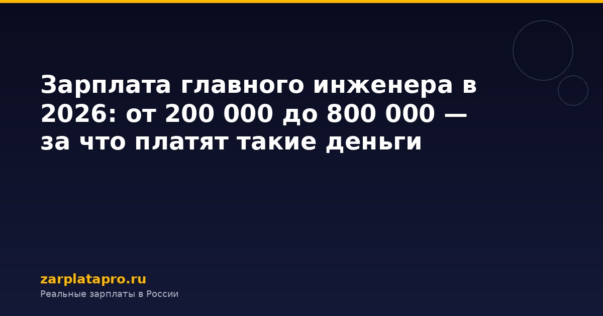 Зарплата главного инженера в 2026: от 200 000 до 800 000 — за что платят такие деньги