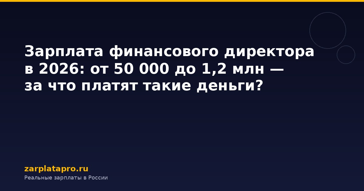 Зарплата финансового директора в 2026: от 50 000 до 1,2 млн — за что платят такие деньги?