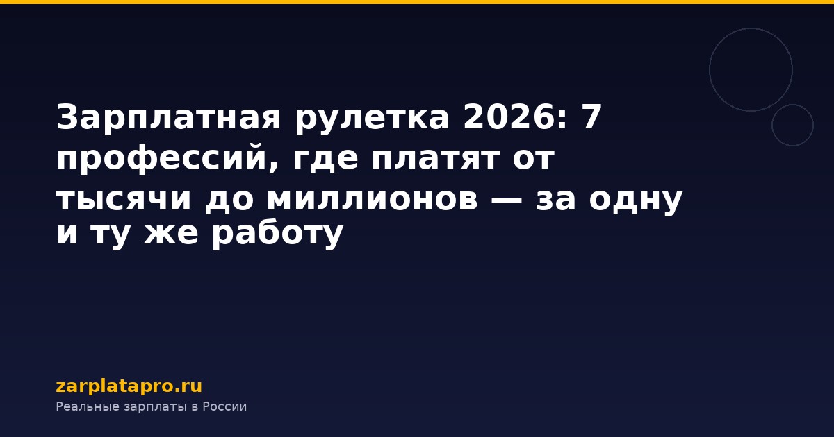 Зарплатная рулетка 2026: 7 профессий, где платят от тысячи до миллионов — за одну и ту же работу