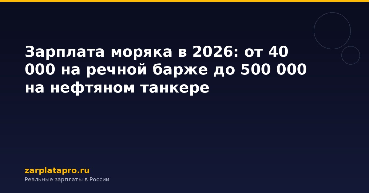 Зарплата моряка в 2026: от 40 000 на речной барже до 500 000 на нефтяном танкере