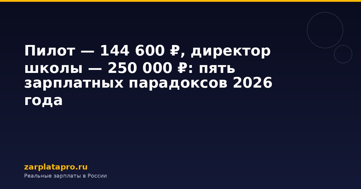 Пилот — 144 600 ₽, директор школы — 250 000 ₽: пять зарплатных парадоксов 2026 года