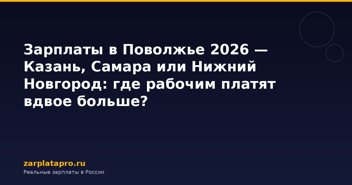 Зарплаты в Поволжье 2026 — Казань, Самара или Нижний Новгород: где рабочим платят вдвое больше?