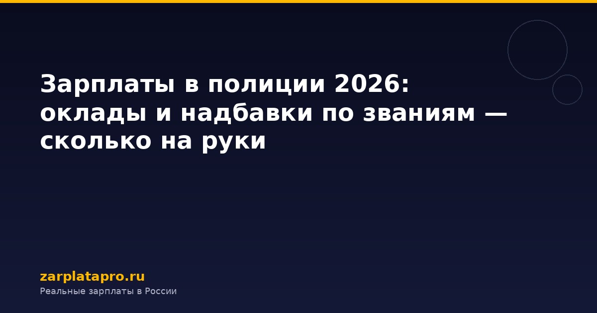 Зарплаты в полиции 2026: оклады и надбавки по званиям — сколько на руки