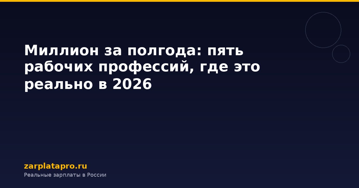Миллион за полгода: пять рабочих профессий, где это реально в 2026