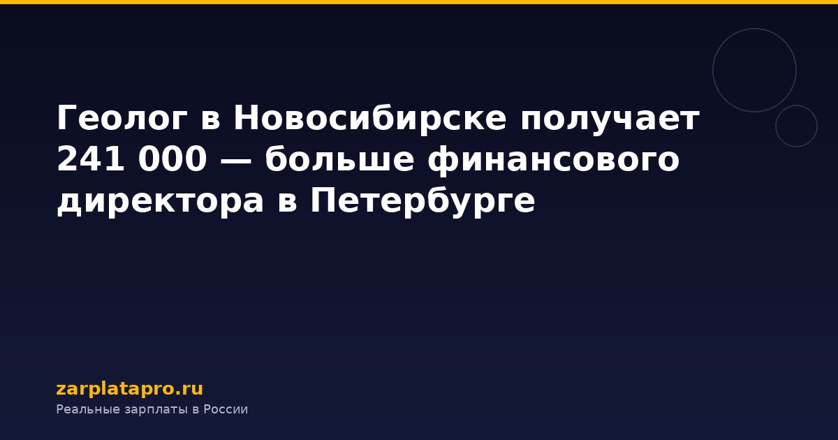 Геолог в Новосибирске получает 241 000 — больше финансового директора в Петербурге